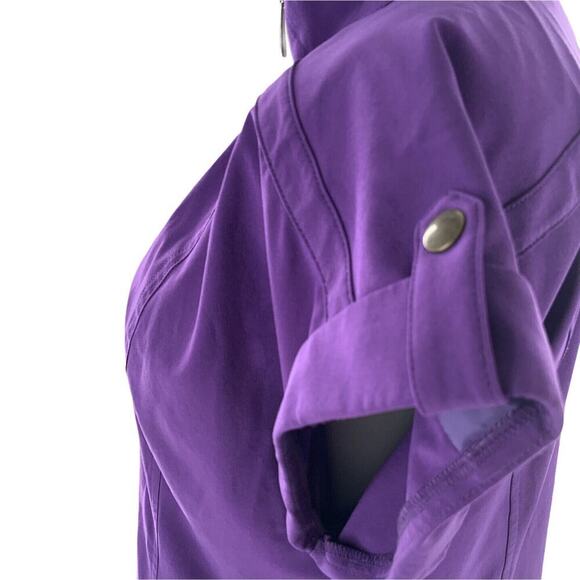 Peck & Peck Weekend Stretch Purple Half Zip Roll Tab Sleeves Shirt Dress Medium - Picture 5 of 8